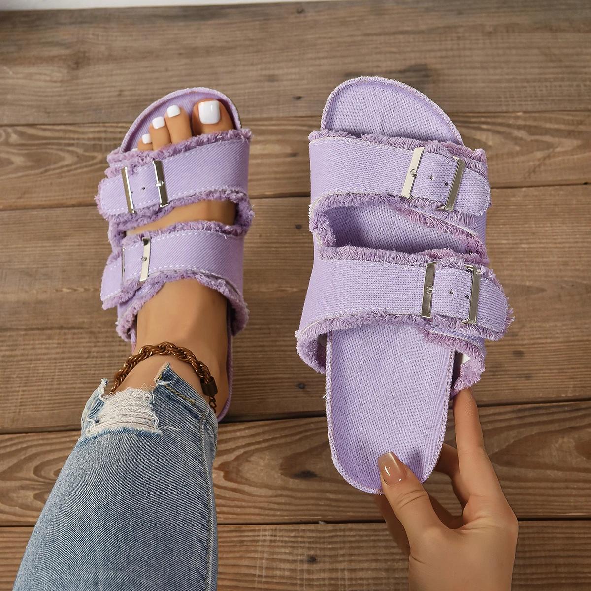 

Fashion Retro Denim Platform Sandals for Women Summer Adjustable Buckle Designer Short Chunky Pump Summer Fashion Women s Shoes Sandals 43 фиолетовый