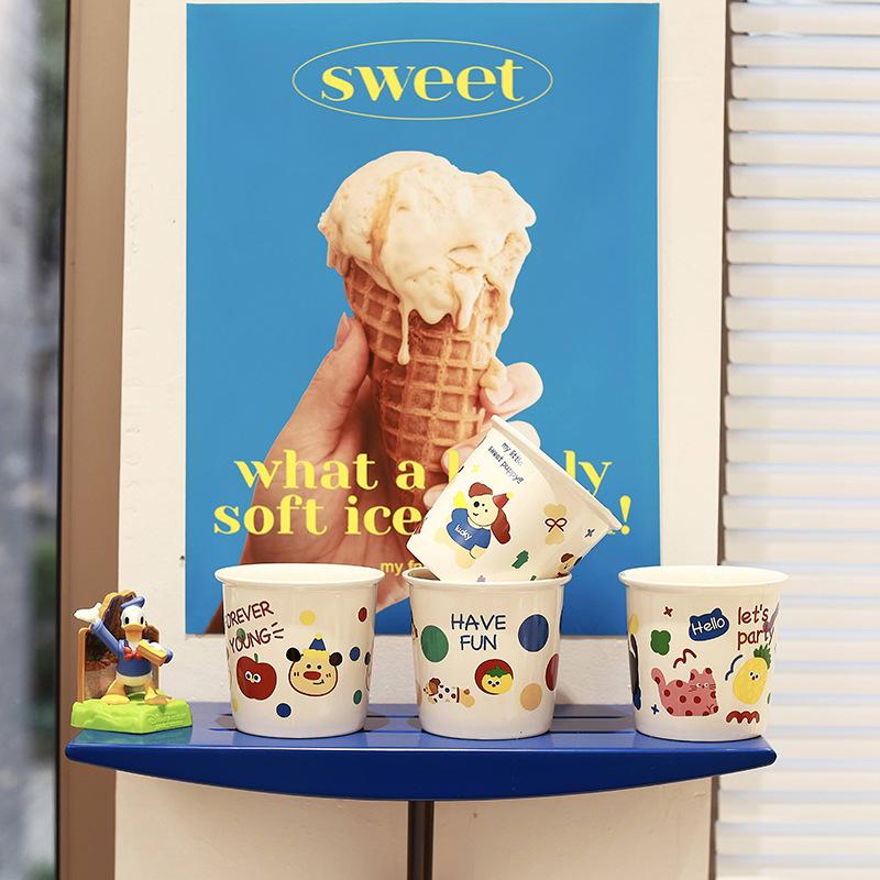 Party Ceramic Paper Cup Cute Children Holding Pudding Yogurt Cup Ice Cream Cup Large Capacity Ceramic Cup