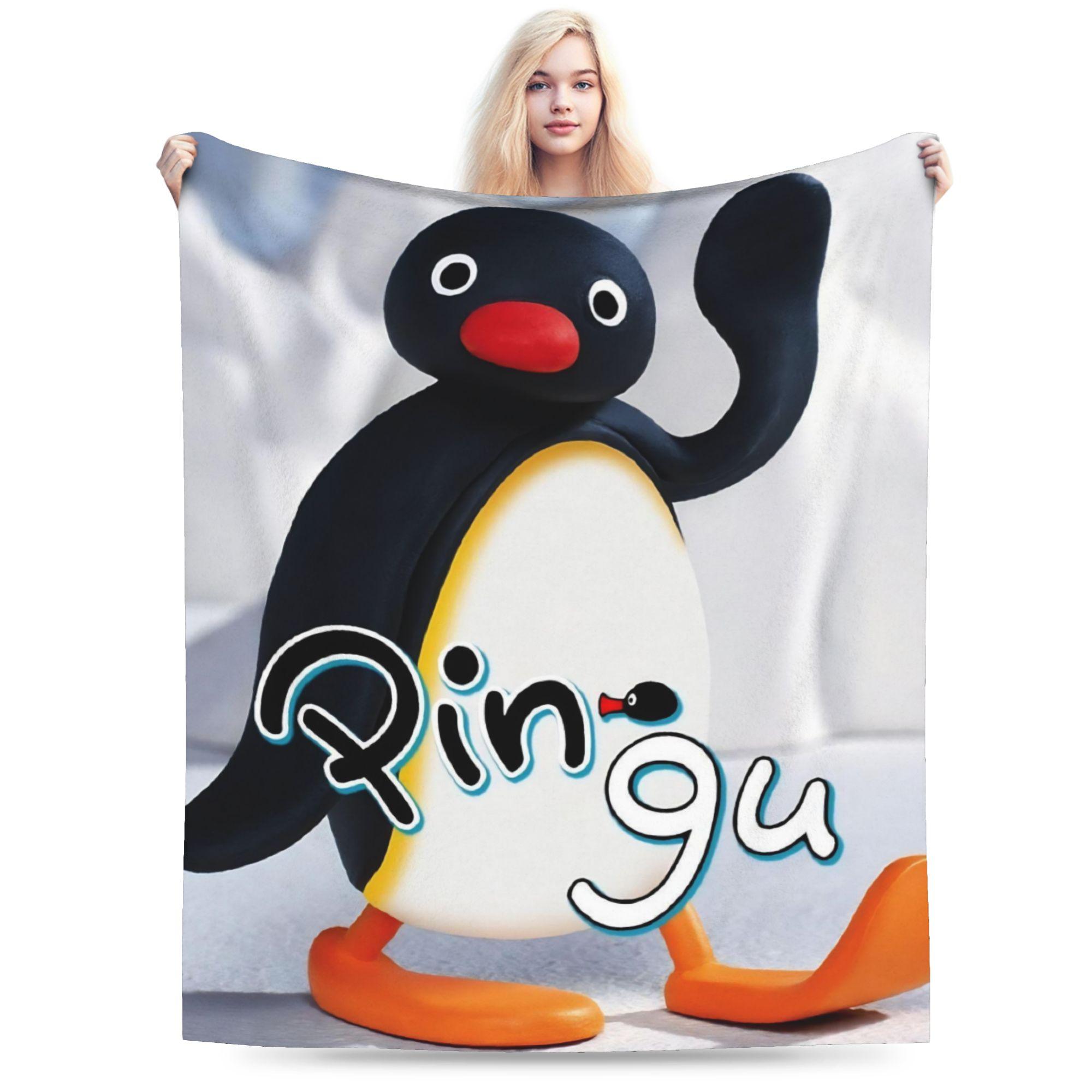 Noot Pingu Fleece Throw Blankets Penguin Cartoon Blankets for Bedding Couch Ultra-Soft Bedding Throws 30x40in