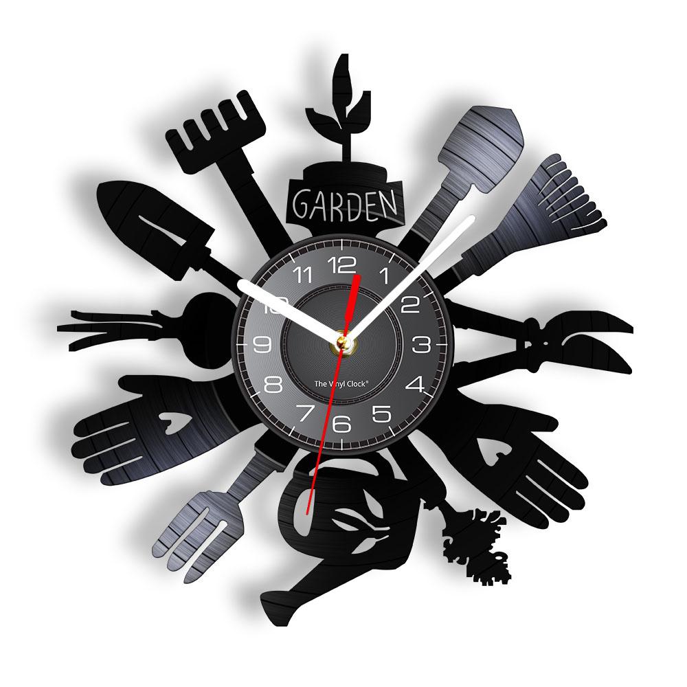 

Садовые инструменты, настенные часы, кухонный настенный декор, культиватор, виниловая пластинка, настенные часы, часы для теплицы