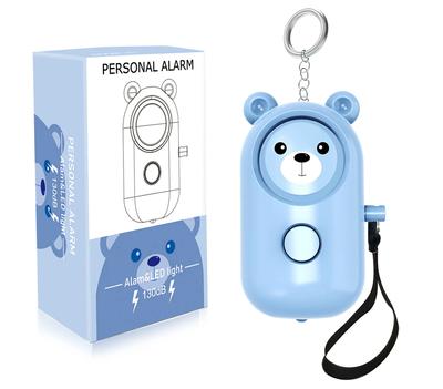 Bear Style Emergency Alarms Safety Alarm Keychain Protection Devices 130Db Personal Siren Ring with Led Light Safety Alarm
