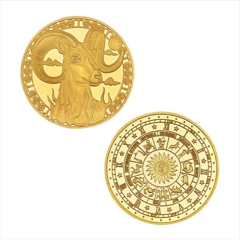 Twelve Constellation Commemorative Coins Gift Box Metal Craft Gift Box Badge
