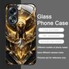 Stylish Eagle Golden Diamond Pattern Tempered Glass Phone Case for OPPO Realme 13 Pro Plus 12 11 10 9i C55 X7 GT Neo 2 3T Cover
