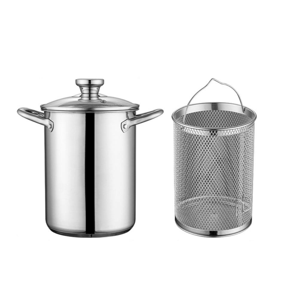 

With Basket Deep Fryer 304 Stainless Steel Oil Frying Pot Practical Stew Pot Dormitory Deep fryer