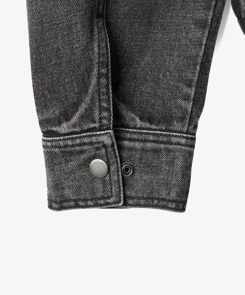 Toffee Vintage Snap Denim Blouson Jacket (Deep Grey)