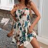 Summer Printed Bohemian Style Women's Belt Dress Elegant Comfortable Fashionable Vacations Outdoor Activities A-line Party Dress V Neck Sweet Casual