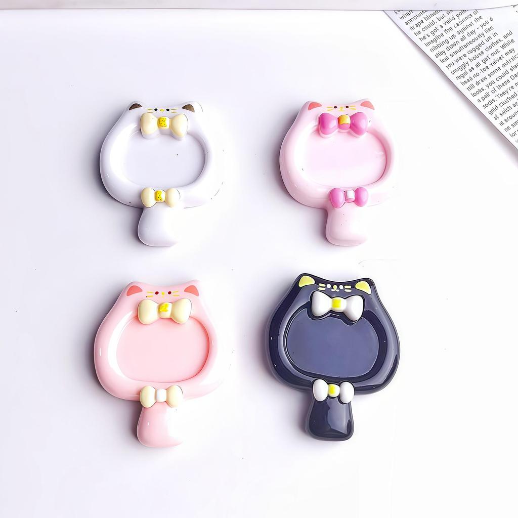 Cartoon Glossy Bow Cat Mirror Resin Ornaments: DIY Hair Clip, Phone Case, or Cup Accessory