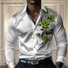 Fashion Colorful Flowers Pattern 3D Print Mens Long Sleeve Shirt Autumn Button Down Casual Shirt Lapel Mens Clothing Tops