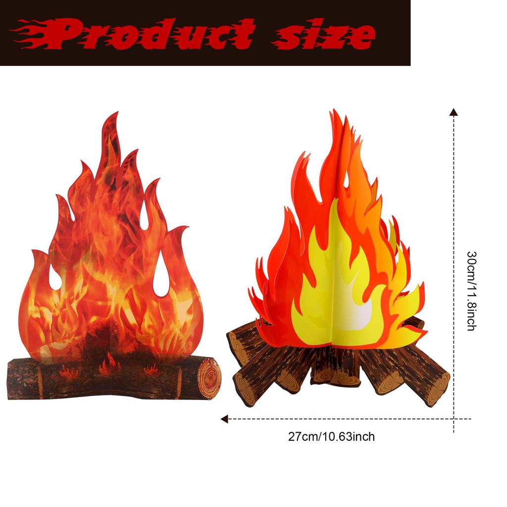 2/4 PCS 3D Fake Campfire – Safe Artificial Flame Decor for Indoor Camping, Bachelorette Parties, Photo Props & Classroom Events