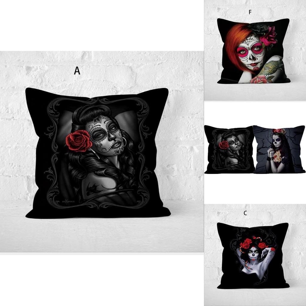 Vintage Horror Print Cushion Cover Perfect For Halloween Festivities