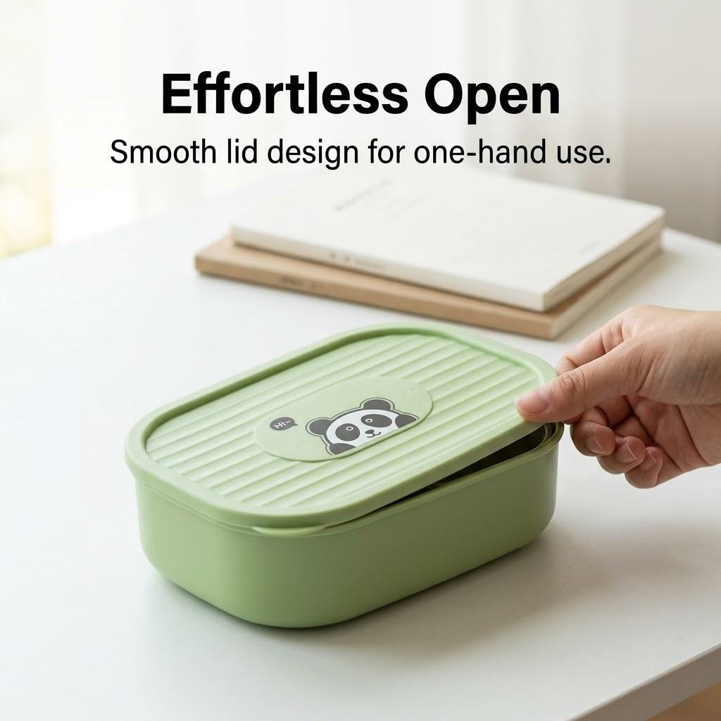 Cute Kids Bento Lunch Box Set Detachable 3 Compartment Plastic Meal Prep Food Storage Containers Microwavable Portable Snack Box