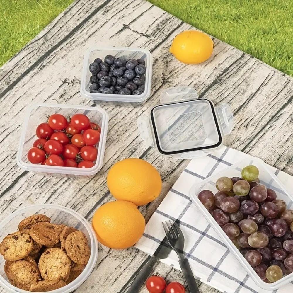 Transparent Airtight Food Containers Snap Lids Sealed Food Storage Containers Leakproof Plastic Refrigerator Storage Box