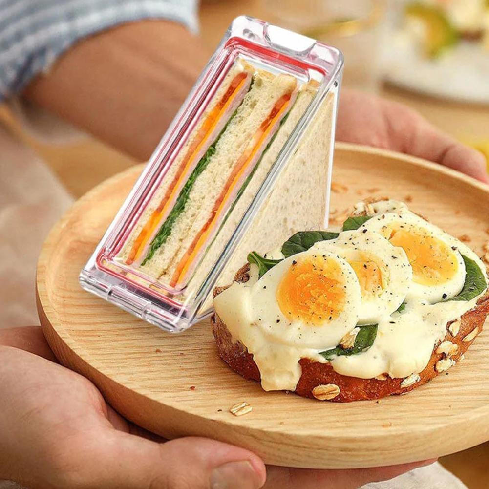 1Pcs Triangle Sandwich Storage Container Reusable Cake Slice Container Leak-Proof  Clear Sandwich Holder for Picnic & School Use