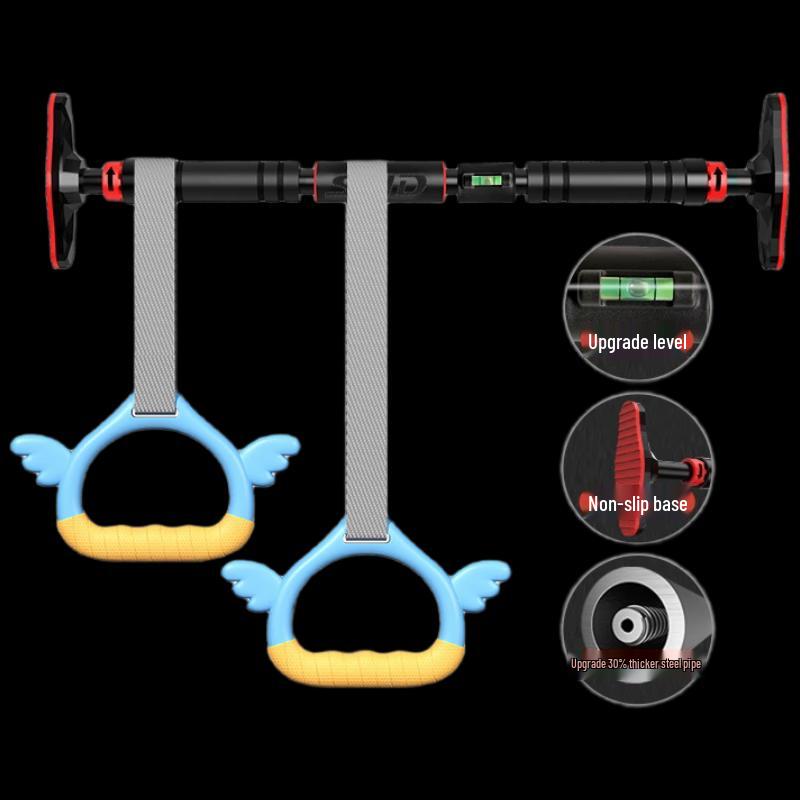 WEZHO Punch-Free Pull-Up Bar with Kids Rings