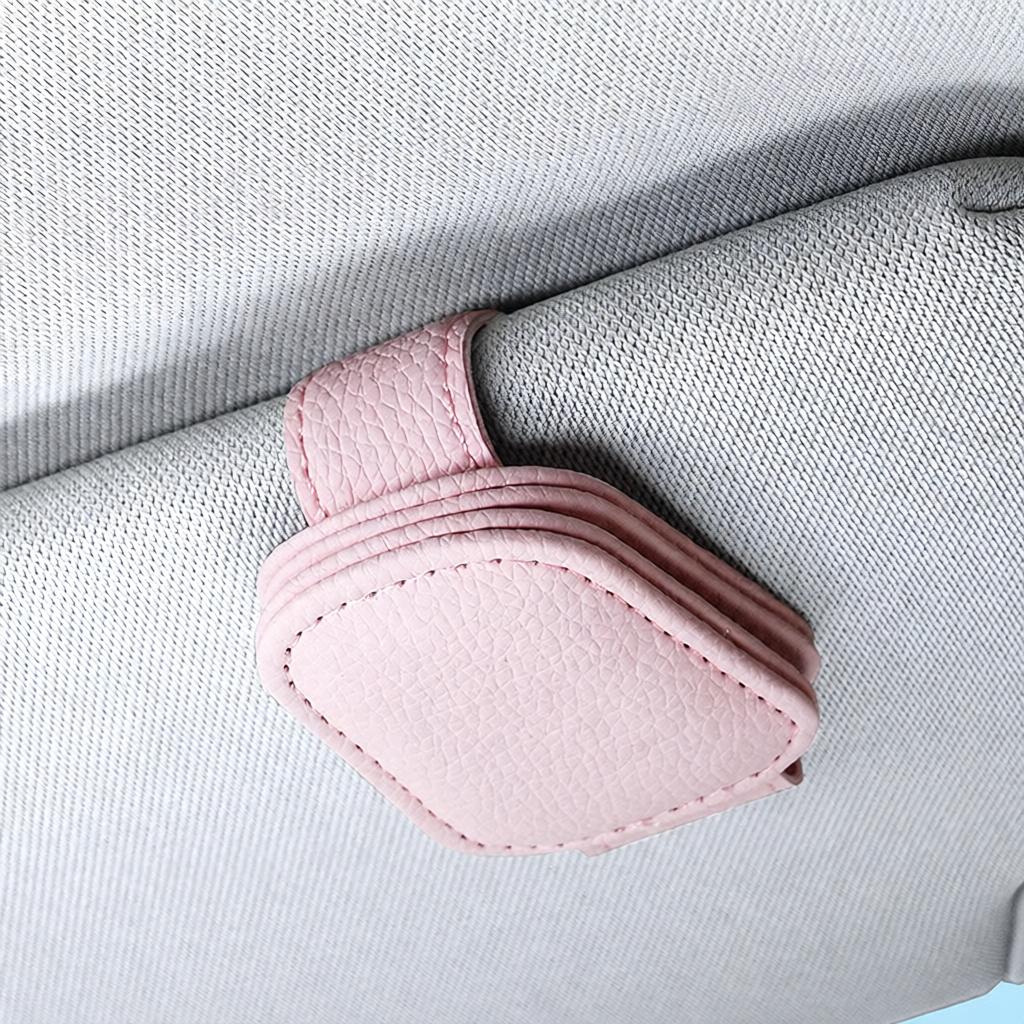 Durable Car Sun Visor Glasses Holder Clip PU Leather Sunglass Mount Organizer Interior Trim For Eyewear Cards Tickets