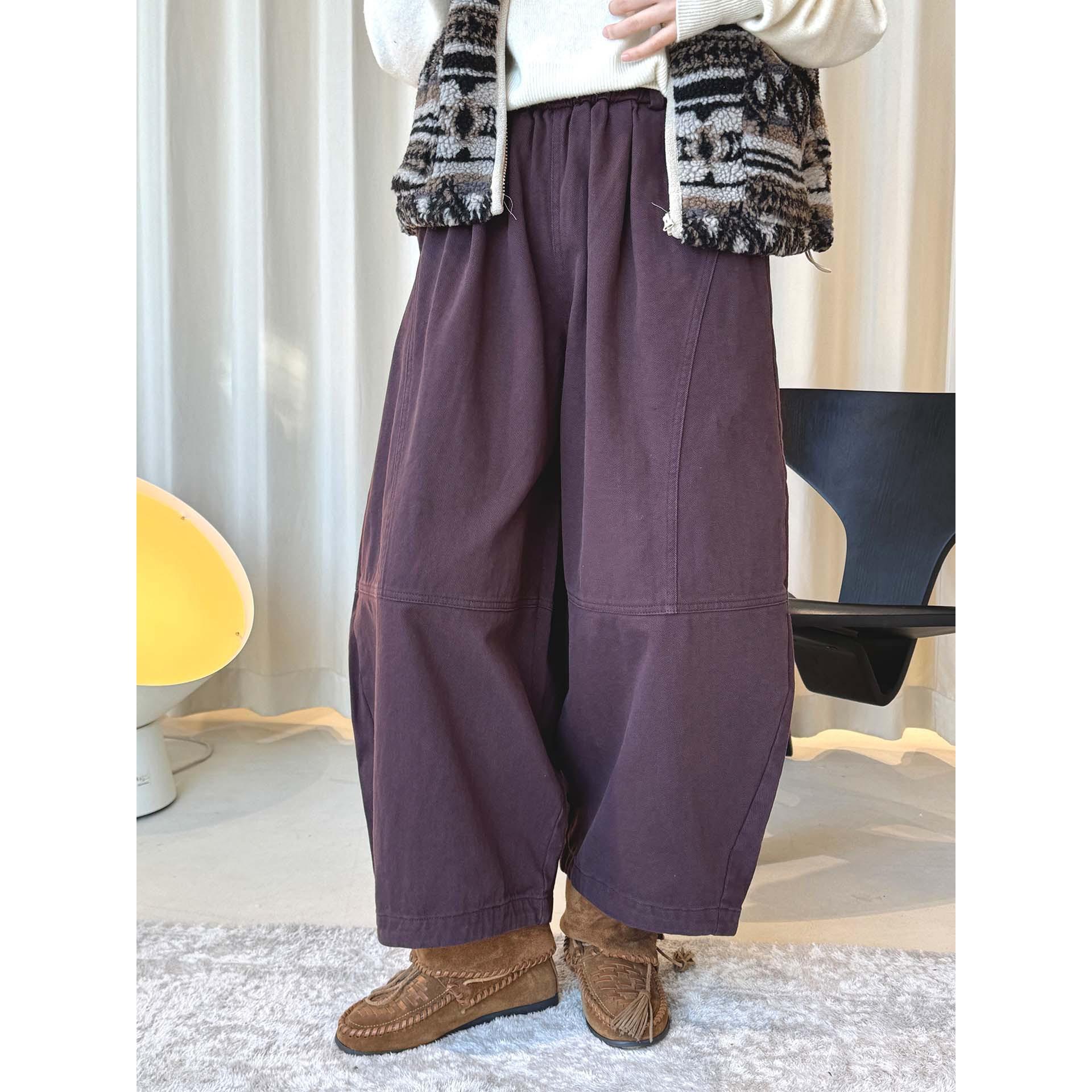 

Johnature Winter Loose Fleece Thicken Warm Casual Harem Wide-Leg Pants For Women With Elastic Waist Loose Women Pants One Size фиолетовый