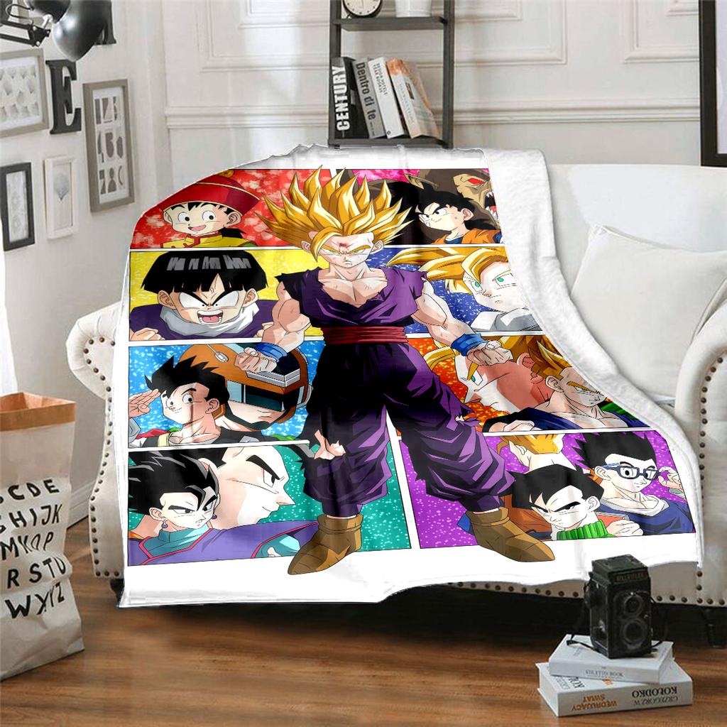 1pz Coperta in Flanella con Stampa Son Goku, Alta Qualità per Tutte le Stagioni, Decorazione per la Casa, Calore e Comfort, Perfetta per Regali di Natale