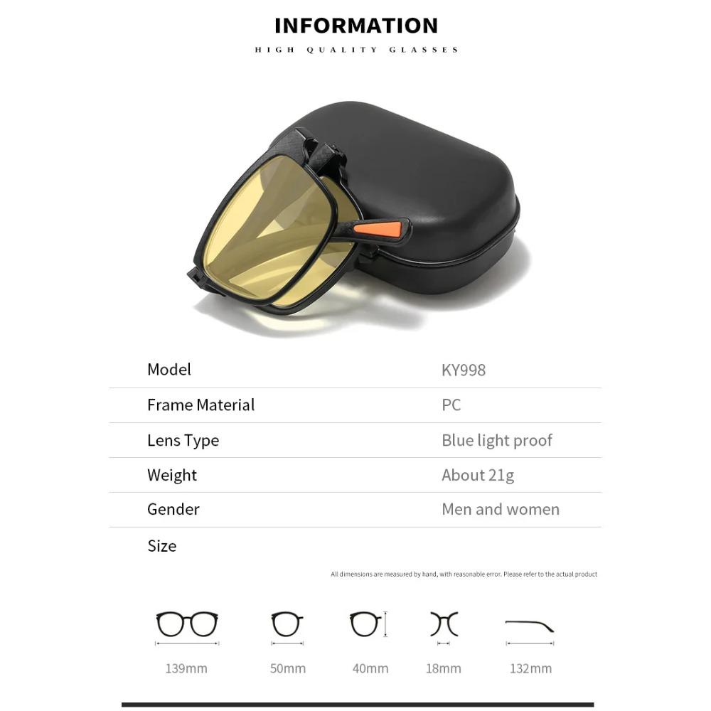 Portable Foldable Night Vision Reading Glasses Ultra-light Anti-blue Light Presbyopia Glasses Neutral Fashion Glasses To +4.0