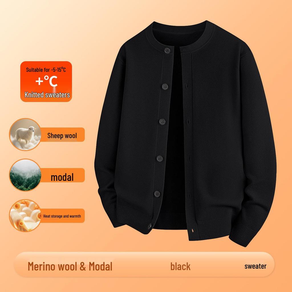 2025 Men's Wool Modal Knit Cardigan: High-End Loose Fit, Casual Autumn/Winter Sweater