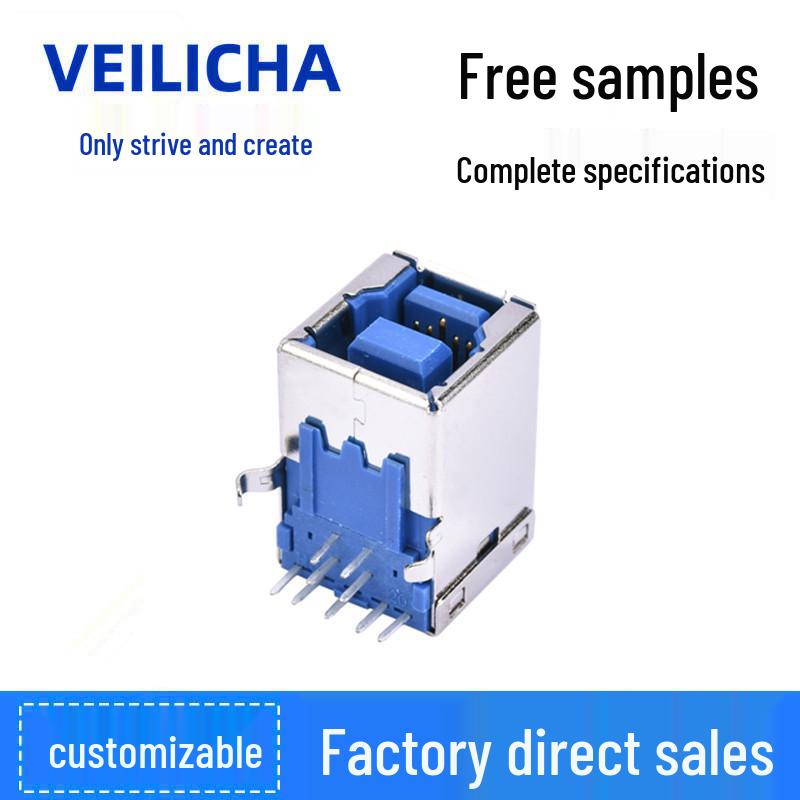 USB 3.0 Type B Female 90° Board Mount DIP Connector for Printer/Fax Interface