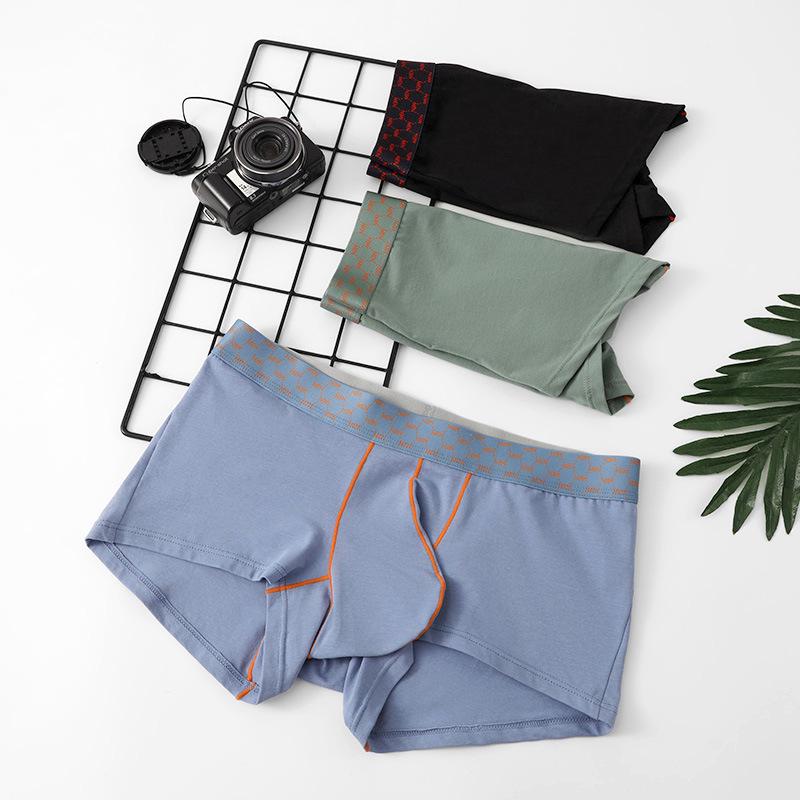 Men's Color Block Low-Rise Boxer Briefs - Cotton Sports Fitness Underwear