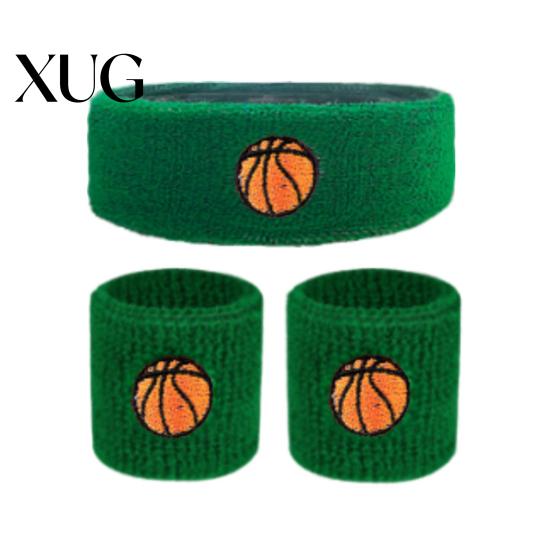 Elastic Sports Wristband 1 Set Kids Headband Ball Embroidery Stretch Breathable High Elasticity Sweat Absorbing Boys Girls Knitted Basketball