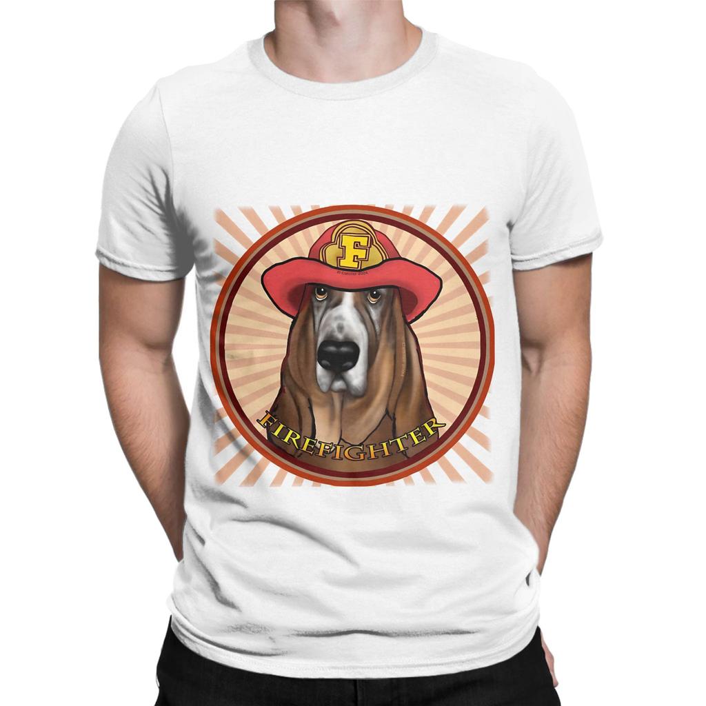 Hound dog Firefighter Novelty 100 Cotton TShirt Sparky the Fire Dog Tops Tees For Unisex