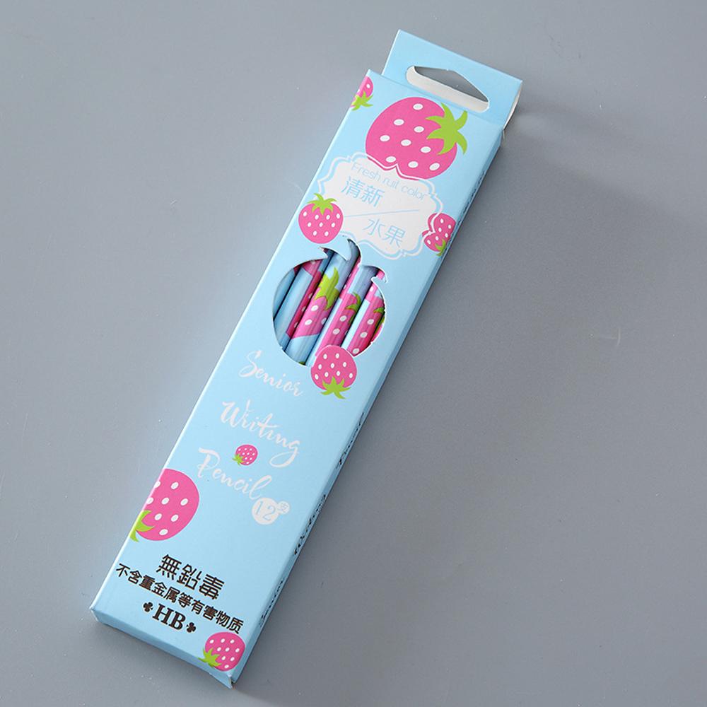 12pcs/lot Fresh Fruits Watermelon Strawberry Standard Wood Pencil Writing Drawing Pencil School Office Supply Student Stationery