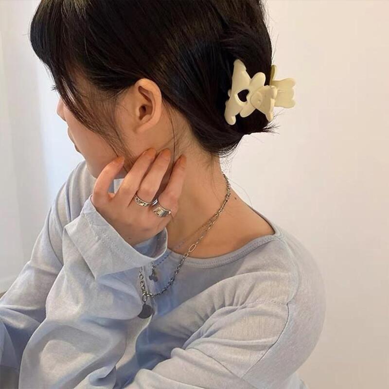 Teddy bear hair clip matte mini bob half-up pin 1-Teddy Bear Pin-Ivory