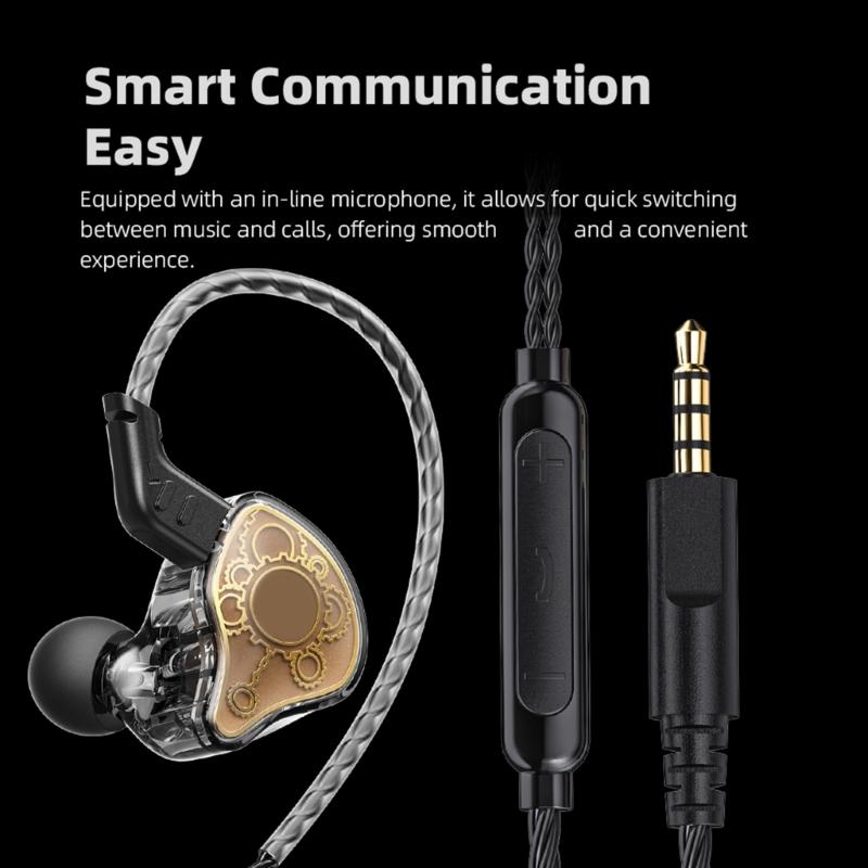 HiFi-Kopfhörer 3,5 mm Dynamische Treiber Ohrhörer mit Abnehmbarem Kabel und Tiefbass für Laufen und Fitnessstudio-Training