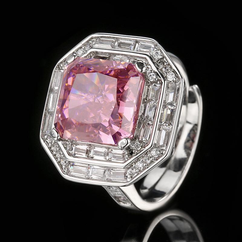 Jewelry High Carbon Diamond Ice Flower Cut Copper Inlaid Princess Square Set Decorative Main Stone 10 * 10