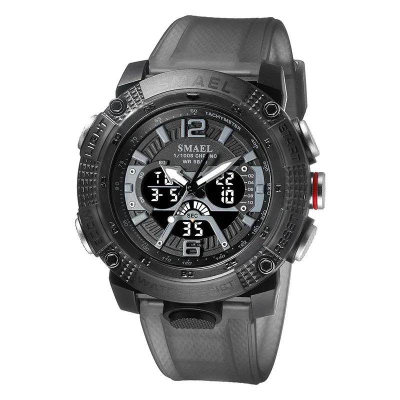 SMAEL Waterproof Male Clock Digital LED Display Quartz Analog Stopwatch Fashion Clock Men Watch Sport Watches 8058