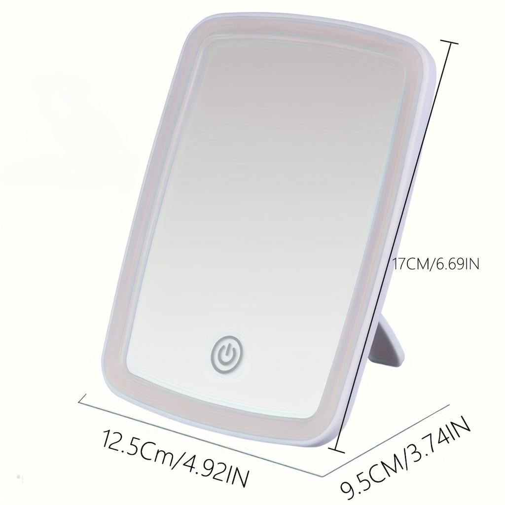 1pc Travel-Friendly LED Makeup Mirror with Touch Control, 3 Lighting Modes, Adjustable Brightness - Sleek Design Portable, Warm & White Light