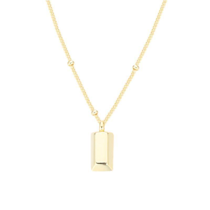 Necklace Female High-end Niche Design Feeling Light Luxury Gold Brick Temperament Collarbone Chain Neck Chain with A Variety of Personality