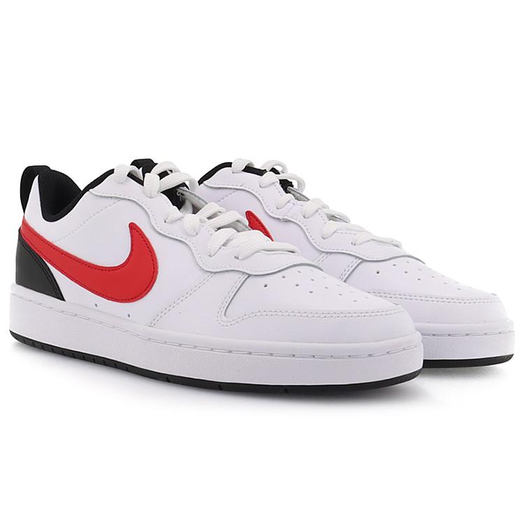 Nike Court Borough 2 Low White University Red GS BQ5448-110