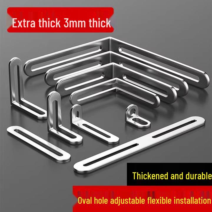 

Adjustable Stainless Steel L-Shaped Angle Bracket with Double-Headed 90-Degree Fixator 48x18x48/5MM Hole (Silver)