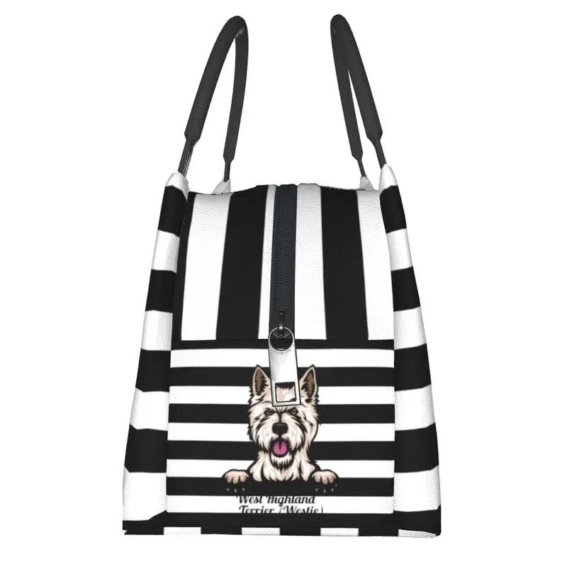 Custom Peeking Dog West Highland White Terrier Lunch Bag Thermal Cooler Insulated Lunch Boxes for Picnic Camping Work Travel
