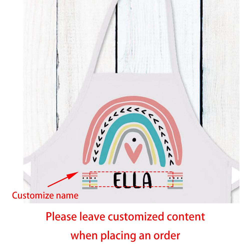 

Personalized Rainbow Apron for Toddler Girls Kids Painting Baking Cooking Birthday Gift Kitchen Decor Chefs Supplies Accessories 1pcs 54x46cm