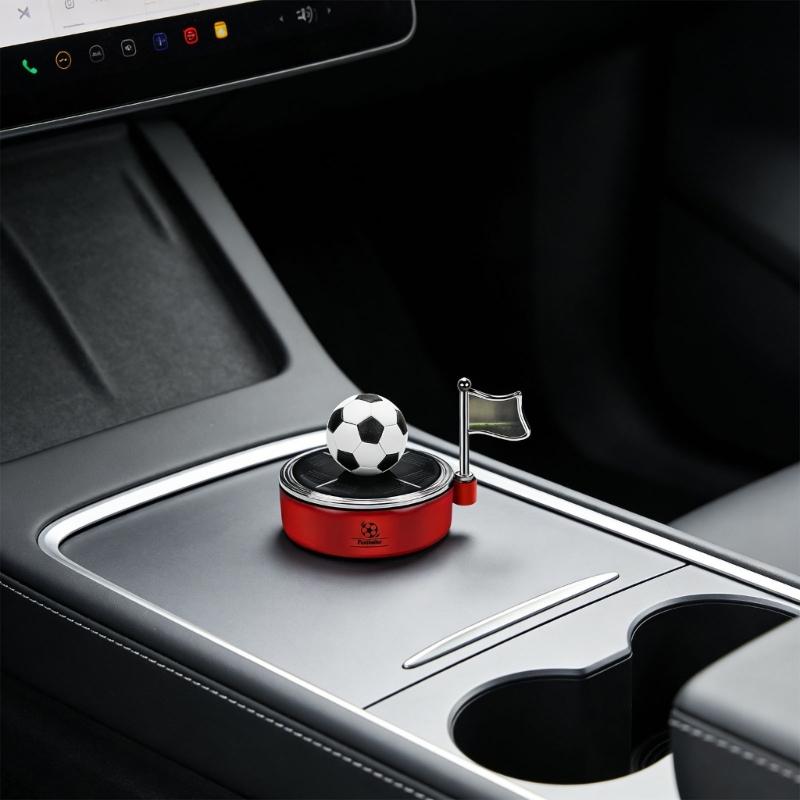 Solar Powered Football Car Air Freshener Perfume Holder With Essential Oil For Stylish Vehicle Decoration And Freshing Scent