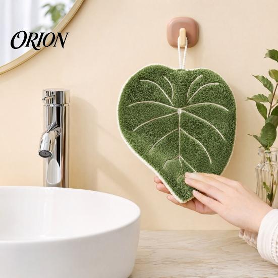 Absorbent Hanging Hand Towel Leaf Shape Towel, Soft with Loop, Decorative Bathroom Cute Maple Ginkgo Design for Kitchen Drying Space Saving