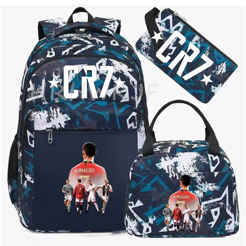 Sports CR7 Camouflage Backpacks With Lunch Bag Men&Women's Casual Canvas School Bags Simple Dual-Shoulder Bag Laptop Travel Bag