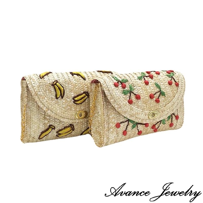 Sac Panier AVANCE, Sac à Chaîne, Sac Bandoulière, Sac à Épaule, Pochette, Cerise, Banane, Pour Femmes (Cerise)