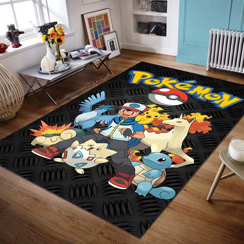 Japan P-Pokemon Pikachu Pattern Cartoon Carpets for Living Room Bedroom Bedside Floor Mat Area Rug Home Decor Luxury Gifts