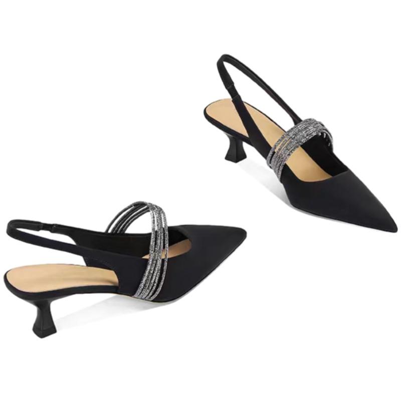 Mode Damen Baotou Sandalen Frühling Neuer Stil Spitze Zehenpartie Flacher Ausschnitt Set Fuß Rutschfest Verschleißfest Hohe Absätze