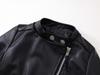 Kids' Korean-Style Leather Motorcycle Jacket - Long-Sleeve, Stand Collar, Autumn 2025 Collection