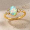 Naturlig Vit Opal Ädelsten Guld Statement Ring, Eld Etiopisk Opal Ädelsten Guldring, Födelsesten Ring för Kvinnor, Opal Minimalistisk Gåva