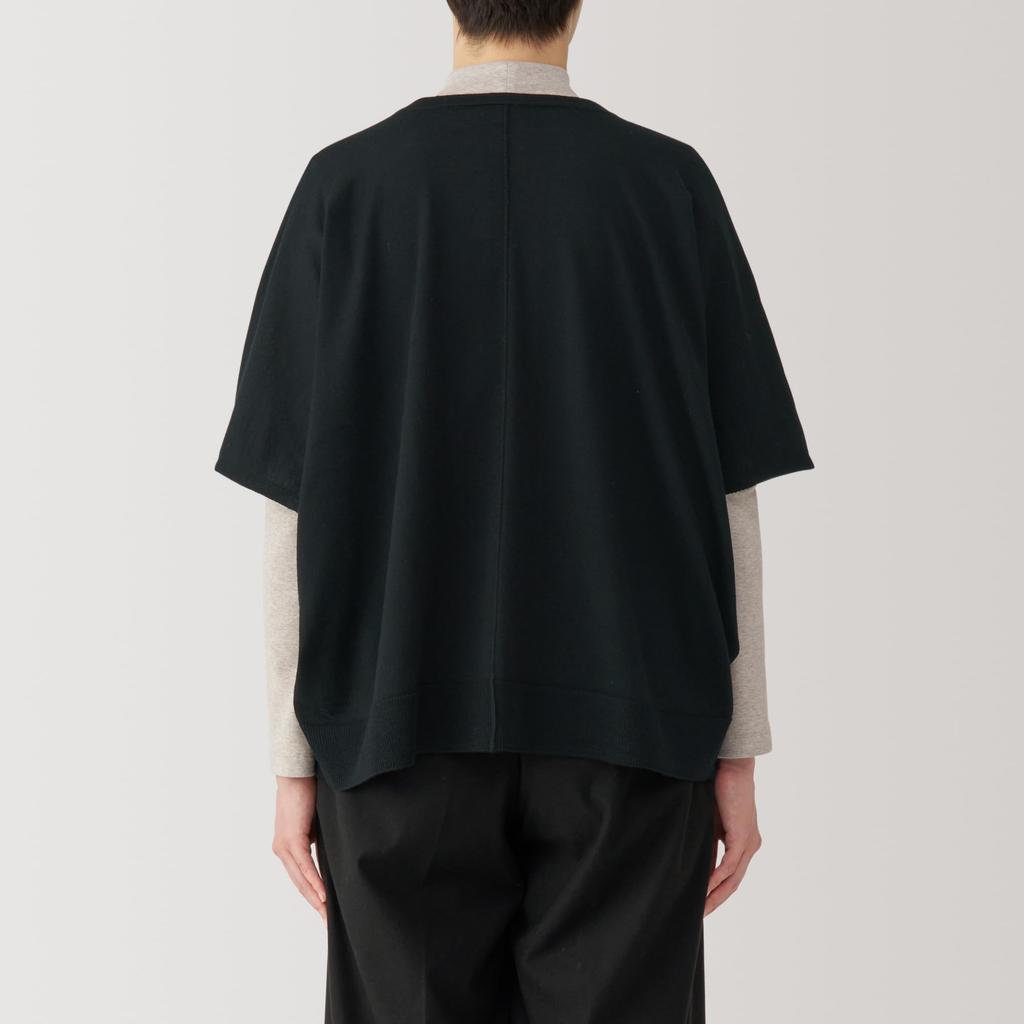 MUJI Washable Wool Poncho Size BA1PQA4A Women's High-Gauge Sweater, Black, L,