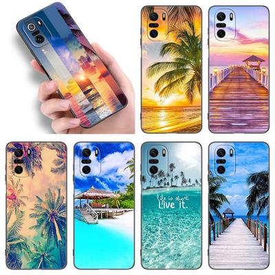 Capa de celular Summer Beach Sunset Sea para Xiaomi POCO F2 F3 M2 M3 M4 X3 X4 Pro NFC F4 GT 5G F1 X2 C3 C31 C40 M5S TPU capa preta