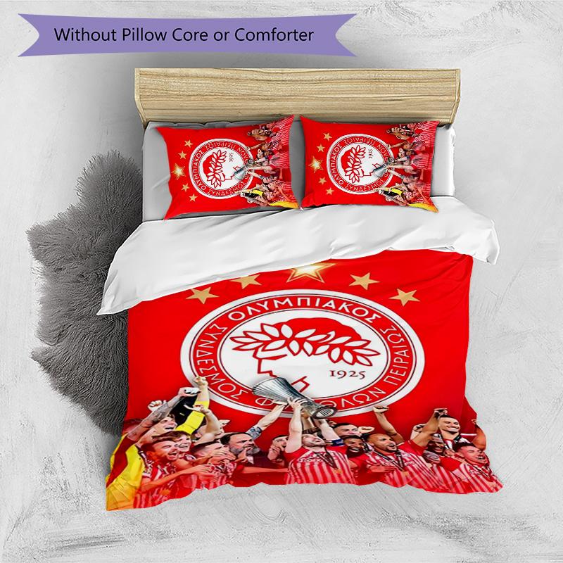 Olympiacos F.C Set Biancheria da Letto 3 Pezzi Copripiumino Chiusura Include 1 Copripiumino & 2 Federe per Tutte le Stagioni Camera da Letto Casa Arredo Stanza del Dormitorio