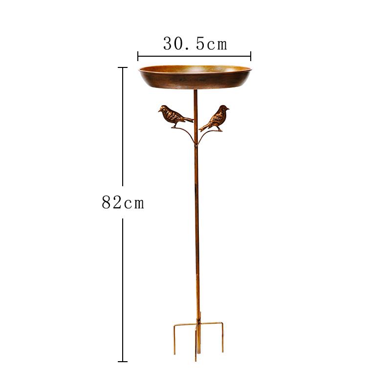 Creative Vintage Outdoor Garden Bird Feeder with Bird Bath Basin Iron Art Decorative Bird Bath Basin